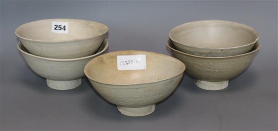 Five Chinese Qingbai bowls, Song / Yuan dynasty